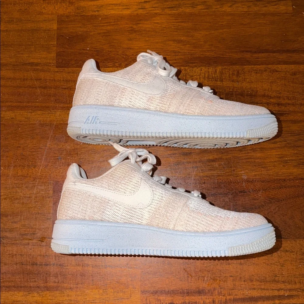 Nike youth 6.5Y White Nike Air Force 1 Crater Flyknit Shoes DH3375 101